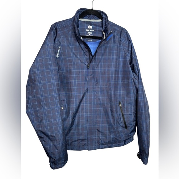 SUNICE TYPHOON Blue Black Plaid Poly Golf Full Zip Jacket Size Medium